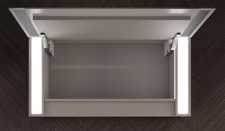 Die Schrankfront kann man öffnen