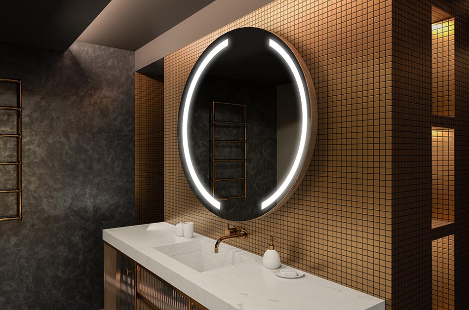 Premium Spiegel rund mit elegantem Leuchtrahmen – beleuchteter spiegel | ARTFORMA