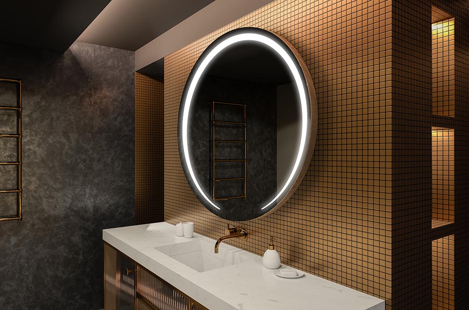 Premium Spiegel rund mit elegantem Leuchtrahmen – beleuchteter spiegel | ARTFORMA