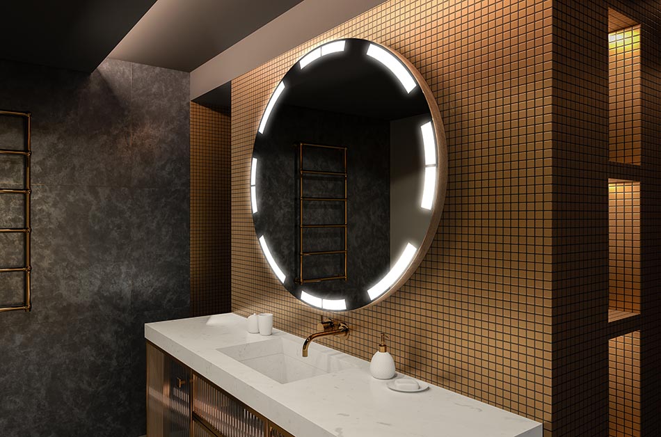 Premium Spiegel rund mit elegantem Leuchtrahmen – beleuchteter spiegel | ARTFORMA