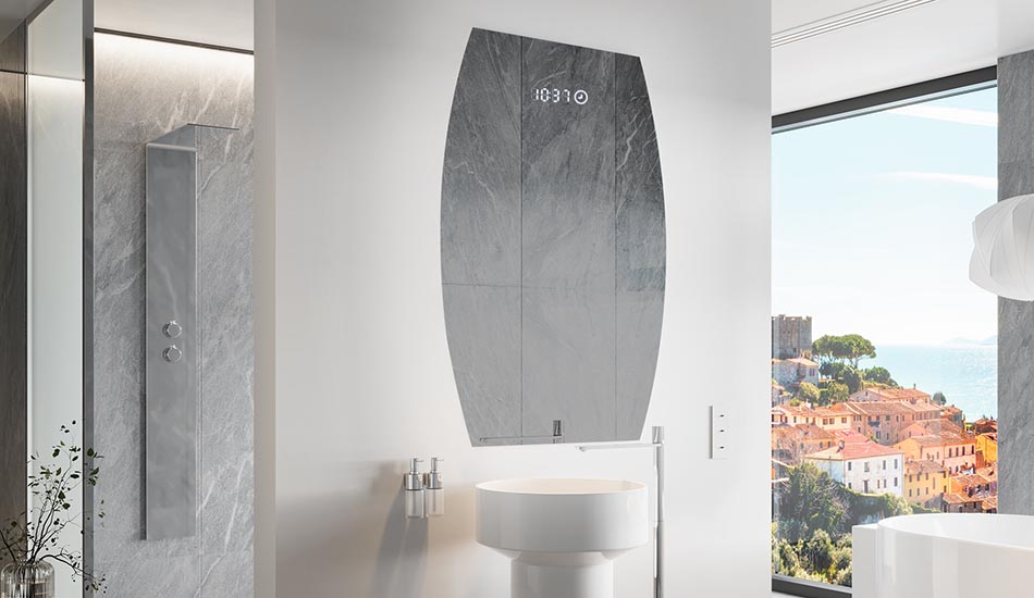 Asymmetrischer LED-Spiegel mit sanfter Hintergrundbeleuchtung – asymmetrischer spiegel | ARTFORMA