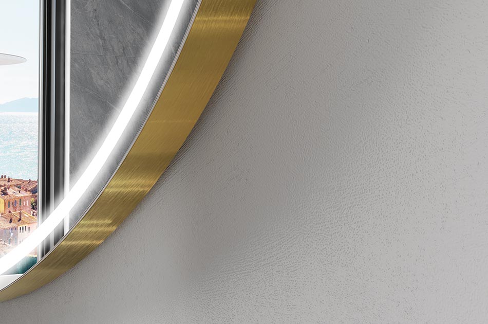 Asymmetrischer LED-Spiegel mit sanfter Hintergrundbeleuchtung – asymmetrischer spiegel | ARTFORMA