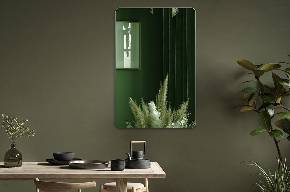 Ein Spiegel mit der Möglichkeit, die Farbe der Fläche zu wählen, ist ein funktionales und elegantes Accessoire, das zu jedem Innenraum passt. Wählen Sie die Farbe der Spiegelfläche für die individuellen Bedürfnisse und den Stil des Raumes. Verschiedene Flächenfarben sind verfügbar, einschließlich goldfarben und schwarzgrau. Der Spiegel kann in allen Räumen wie Bad, Schlafzimmer, Flur oder Wohnzimmer verwendet werden. Einfache Montage und für die tägliche Pflege.