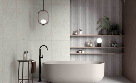 Wandfliesen 60 x 120 cm, beige, matt, A4H1100 Shellstone Beige Rigat-One