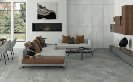 Glasierte Feinsteinzeugfliesen für den Boden, 60 x 120 cm, hellgrau, matt, rektifiziert, A4H125, Materia Pearl