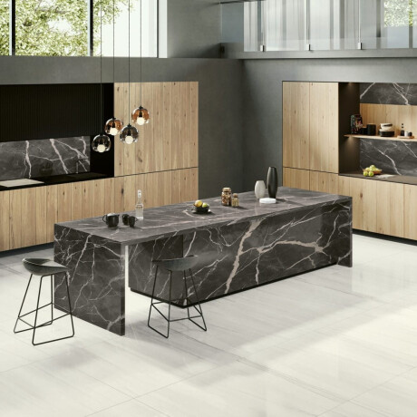 Großformatige Feinsteinzeugfliese 120 x 270 cm mit grauer Ader, glänzend, rektifiziert, A4H185 Dolomite #3