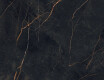 Feinsteinzeug „Bookmatch“ 120 x 280, schwarzer Marmor mit goldenen Adern, glänzend, A4H473 Sant Loreno