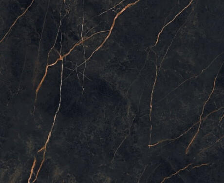 Feinsteinzeug „Bookmatch“ 120 x 280, schwarzer Marmor mit goldenen Adern, glänzend, A4H473 Sant Loreno