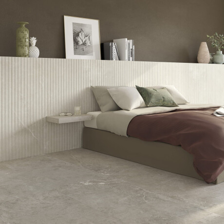 Geriffelte Feinsteinzeugfliesen für den Boden, 60 x 120, hellgrau, matt, A4H510 Rigat-One Ermetica Bianco #1