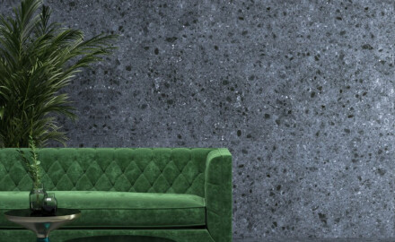Glasierte Feinsteinzeugfliesen für den Boden, 60 x 120, Anthrazit matt, rektifiziert, A4H98, Terrazzo