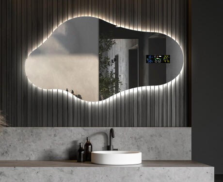 Unregelmäßiger asymmetrischer Spiegel mit LED Beleuchtung C221 #5