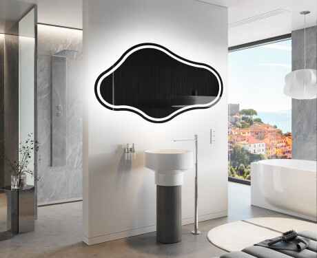 Unregelmäßiger asymmetrischer Spiegel mit LED Beleuchtung C223 #9