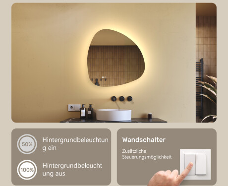 Unregelmäßiger Spiegel mit Beleuchtung, zweifarbig, Touch‑Schalter, Heizmatte #4