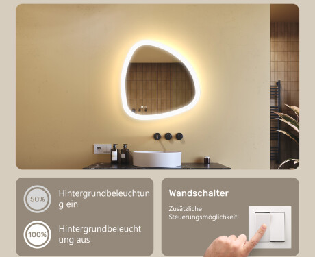 Unregelmäßiger Spiegel mit Beleuchtung, zweifarbig, Touch‑Schalter, Heizmatte #4