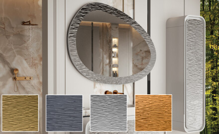 Asymmetrischer Badezimmerspiegel mit Metallrahmen L292