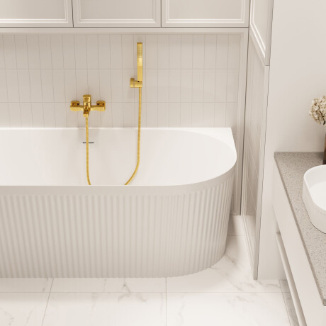 Freistehende geriffelte Badewanne Glamour 170 cm, komplett mit Siphon und Stopfen/Ablauf in Weiß #3