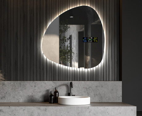Unregelmäßiger asymmetrischer Spiegel mit LED Beleuchtung J221 #5