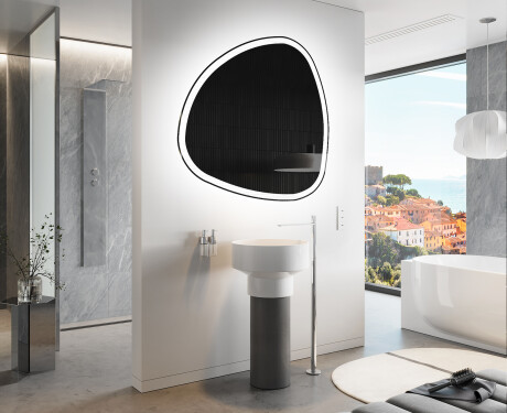 Unregelmäßiger asymmetrischer Spiegel mit LED Beleuchtung J222 #9