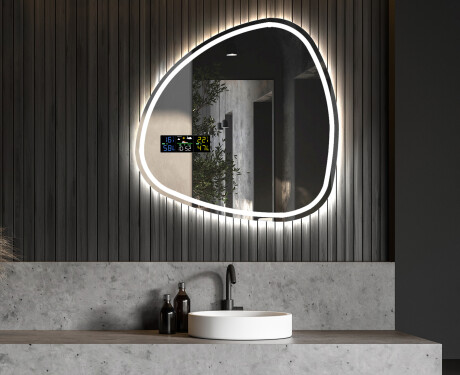 Unregelmäßiger asymmetrischer Spiegel mit LED Beleuchtung J223 #5