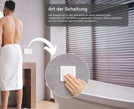 Unregelmäßiger asymmetrischer Spiegel mit LED Beleuchtung 74x74cm mit kaltem LED-Licht 7000K, warmem Licht 3000K oder neutralem Licht 4500K #4