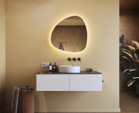 Unregelmäßiger asymmetrischer Spiegel mit LED Beleuchtung 74x74cm mit kaltem LED-Licht 7000K, warmem Licht 3000K oder neutralem Licht 4500K #8