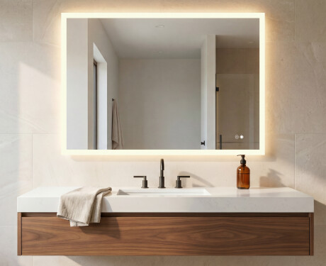 Rechteckiger Badspiegel mit Licht LED  mit Dual color, Touch Schalter, Heizmatte #9