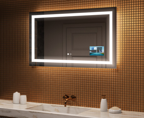 Rechteckiger Badspiegel mit LED Beleuchtung L15 120x80cm - SmartScreen, DualColor, Heizmatte