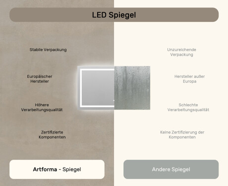 Rechteckiger Badspiegel mit LED Beleuchtung L15 120x80cm - SmartScreen, DualColor, Heizmatte #7