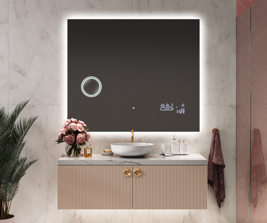 Rechteckiger Badezimmerspiegel mit Hintergrundbeleuchtung - AGIS LED