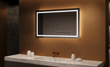 Rechteckiger Badspiegel mit LED Beleuchtung 120x70cm mit kaltem LED-Licht 7000K, warmem Licht 3000K oder neutralem Licht 4500K