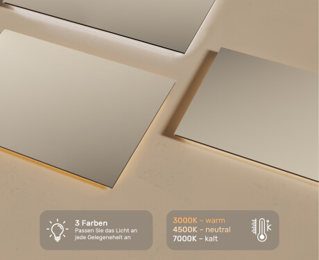 Rechteckiger Badspiegel mit LED Beleuchtung 120x70cm mit kaltem LED-Licht 7000K, warmem Licht 3000K oder neutralem Licht 4500K #3