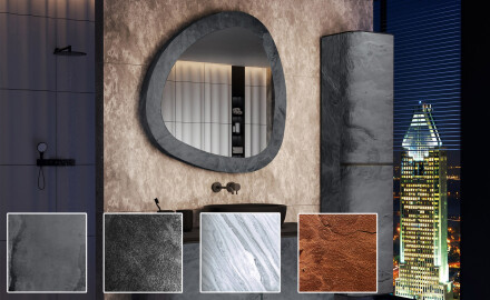 Unregelmäßiger Spiegel mit einem Rahmen aus Naturstein L296