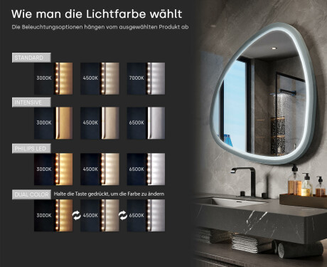Unregelmäßiger LED-Spiegel mit hochglänzend lackiertem MDF-Rahmen L308 #5