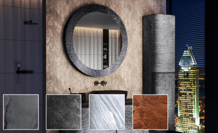 Runder Spiegel im Steinrahmen L294