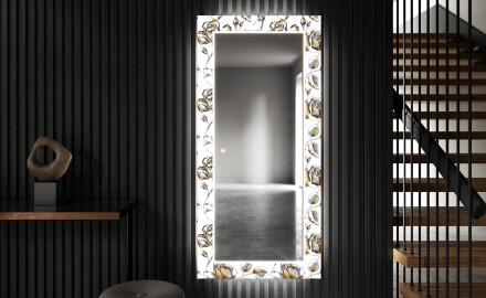 Dekorativer Spiegel mit LED-Beleuchtung für den Flur - Golden Flowers