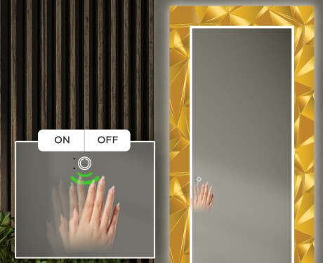 Dekorativer Spiegel mit LED-Beleuchtung für den Flur - Gold Triangles #5