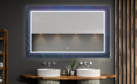 Hinterleuchteter dekorativer Spiegel für das Badezimmer - Blue Drawing