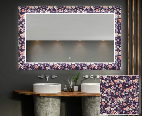 Hinterleuchteter dekorativer Spiegel für das Badezimmer - Elegant Flowers #1