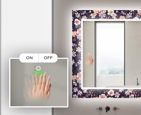 Hinterleuchteter dekorativer Spiegel für das Badezimmer - Elegant Flowers #5