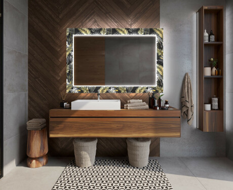Hinterleuchteter dekorativer Spiegel für das Badezimmer - Goldy Palm #12