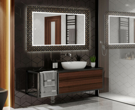 Hinterleuchteter dekorativer Spiegel für das Badezimmer - Goldy Palm #2