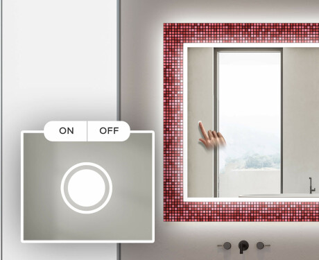 Hinterleuchteter dekorativer Spiegel für das Badezimmer - Red Mosaic #4