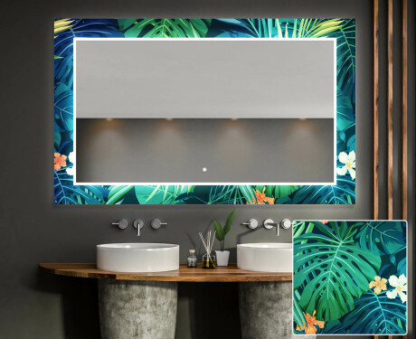 Hinterleuchteter dekorativer Spiegel für das Badezimmer - Tropical #1