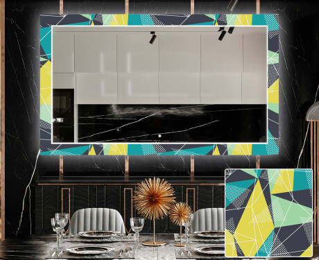 Dekorativer Spiegel mit LED-Beleuchtung für das Esszimmer - Abstract Geometric #1