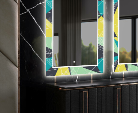 Dekorativer Spiegel mit LED-Beleuchtung für das Esszimmer - Abstract Geometric #11