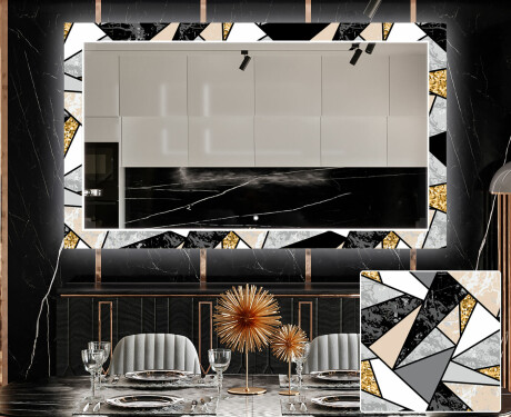 Dekorativer Spiegel mit LED-Beleuchtung für das Esszimmer - Marble Pattern #1