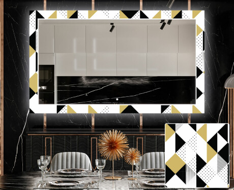 Dekorativer Spiegel mit LED-Beleuchtung für das Esszimmer - Geometric Patterns #1