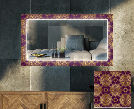 Dekorativer Spiegel mit LED-Beleuchtung für das Wohnzimmer - Gold Mandala #1