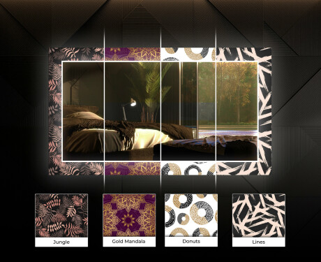 Dekorativer Spiegel mit LED-Beleuchtung für das Wohnzimmer - Gold Mandala #6