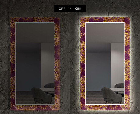 Dekorativer Spiegel mit LED-Beleuchtung für das Wohnzimmer - Gold Mandala #7
